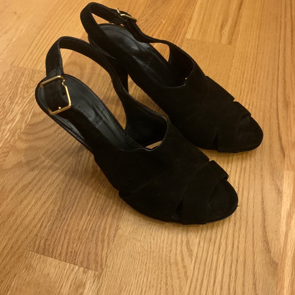 J Crew suede slingback heels